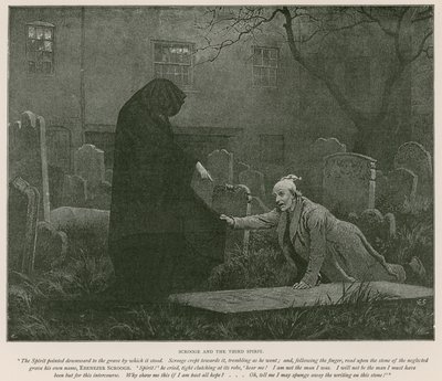 Illustratie voor A Christmas Carol door Charles Dickens (litho) door Charles (after) Green