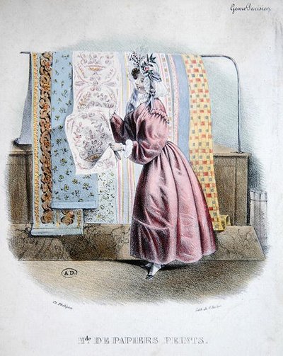 Behangverkoper, ca. 1840 door Charles (after) Philipon