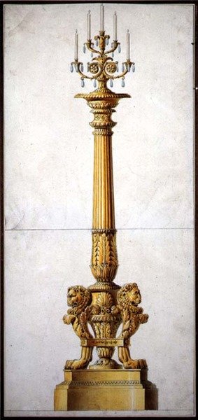 Ontwerp voor een neoklassieke kandelaar, c.1820 door Charles (attr. to) Percier