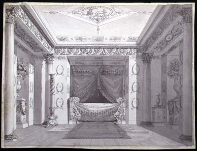 Ontwerp voor een Empire-slaapkamer, c.1810 door Charles (attr. to) Percier