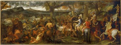 Alexandre et Porus - Alexander de Grote en Porus, koning van India ... door Charles (studio of ) Le Brun