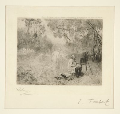 Corot Schilderij: Na Foubert door Charles Albert Waltner
