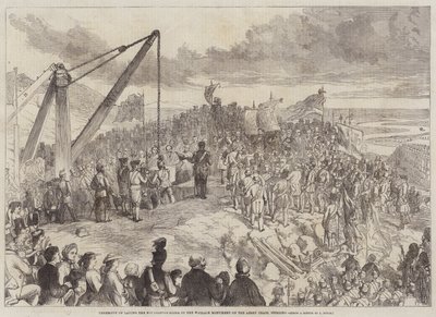 Ceremonie van het leggen van de eerste steen van het Wallace Monument op de Abbey Craig, Stirling door Charles Altamont Doyle