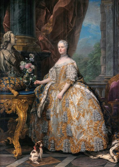 French: Marie Leszczinska, reine de France (1703-1768) Marie Leszczinska, Queen of France (1703-1768) door Charles André van Loo