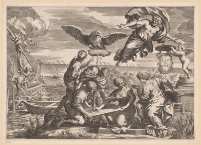 Allegorie op de buitenlandse heerschappij met Geografia en Jupiter door Charles Audran