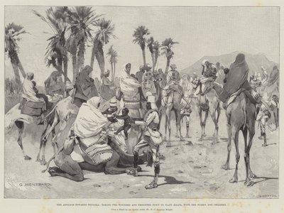 De opmars naar Dongola, het meenemen van de gewonden en gevangenen naar Wady Halfa, met de vrouwen en kinderen door Charles Auguste Loye