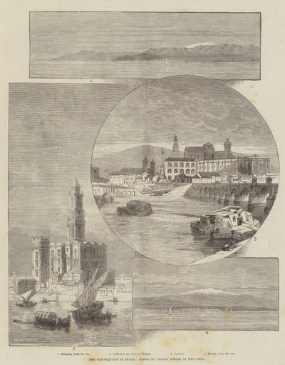 De Aardbeving in Spanje, Zichten van Plaatsen waar het werd gevoeld door Charles Auguste Loye