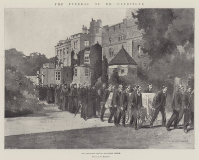 De begrafenis van Mr Gladstone, de processie verlaat Hawarden Castle door Charles Auguste Loye