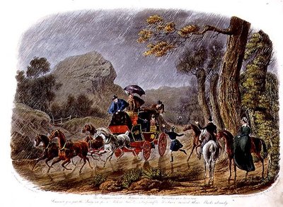 "De teleurstelling, of terugtrekking in een regenbui", gegraveerd door R.G. Reeve (fl.1811-37) uitgegeven door Thomas McLean door Charles B. (after) Newhouse