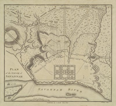 Plan van het Beleg van Savannah door Charles B. J. Févret de Saint Mémin