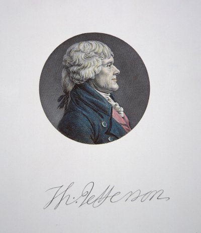 Thomas Jefferson (1743-1826) door Charles Balthazar Julien Févret de Saint Mémin