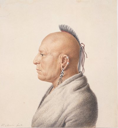 Osage Krijger, 1805-7 door Charles Balthazar Julien Févret de Saint Mémin