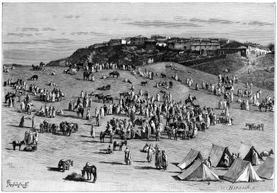 Boghari dorp en markt door Charles Barbant