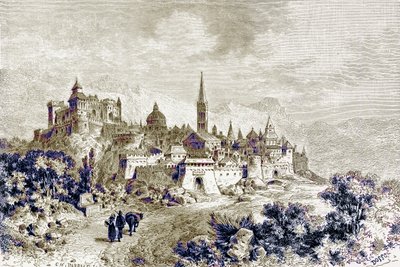 Uitzicht op Spoleto, illustratie uit 