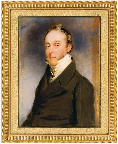 George Hay Hawkins Pennant in bruine jas, witte vest en hooggesloten wit hemd, Camden Town, Londen, 1864 door Charles Basebe