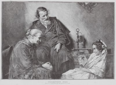 Grootmoeders verhaal (litho) door Charles Baude