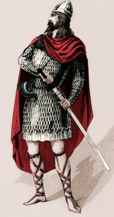 Franse ridder Roland de Roncevaux (prent) door Charles Bianchini