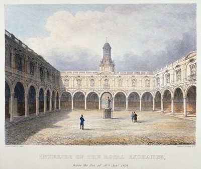 Binnenplaats van de Royal Exchange, City of London, 1838 door Charles Bigot