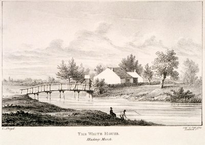 Het Witte Huis aan de oevers van de rivier de Lea, Hackney Marsh, Londen door Charles Bigot
