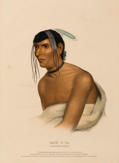 JACK-O-PA. A CHIPPEWA CHIEF, uit History of the Indian Tribes of North America. door Charles Bird King