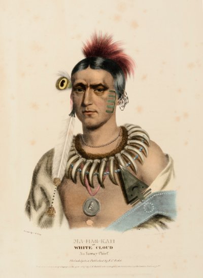 MA-HAS-KAH, uit Geschiedenis van de Indianenstammen van Noord-Amerika door Charles Bird King
