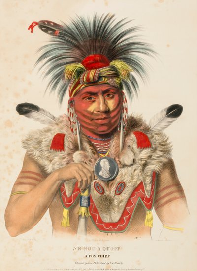 NE-SOU-A-QUOIT. A FOX CHIEF, uit History of the Indian Tribes of North America. door Charles Bird King