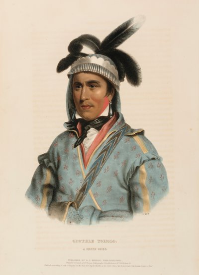 OPOTHLE YOHOLO. A CREEK CHIEF, uit History of the Indian Tribes of North America. door Charles Bird King