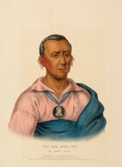 WAT-CHE-MON-NE, AN IOWAY CHIEF, uit History of the Indian Tribes of North America. door Charles Bird King