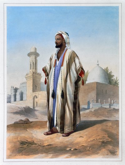 Een fellah gekleed in een haba, 1848 door Charles Bour