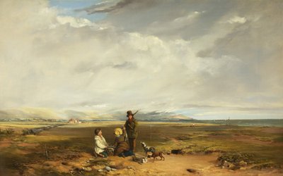 Landschap met sportman en metgezellen door Charles Branwhite