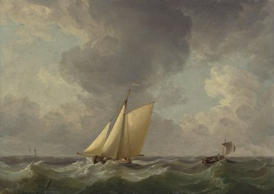 Een cutter in een sterke bries door Charles Brooking