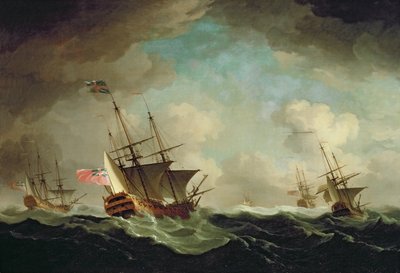 Een Eskader Tegen de Wind in, c.1750 door Charles Brooking