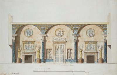 Ontwerp voor de grote zaal in het Agaatpaviljoen in Tsarskoye Selo, Begin 1780s door Charles Cameron