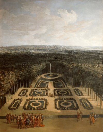 Promenade van Lodewijk XIV in de tuinen van het Grand Trianon door Charles Chastelain