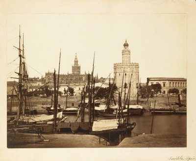 Kathedraal, Torre del Oro en Guadalquivir rivier, Sevilla door Charles Clifford