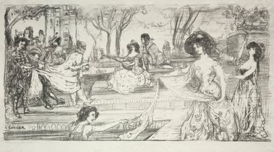 De gitariste door Charles Edward Conder