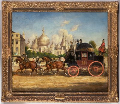 De London-Brighton postkoets voor het Royal Pavilion, Brighton door Charles Cooper Henderson