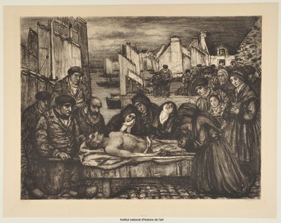 Verdriet in het land van de zee of De slachtoffers van de zee (proefdruk b) door Charles Cottet