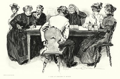 Een spelletje dammen in München door Charles Dana Gibson
