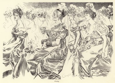Wachten op een Drawing Room door Charles Dana Gibson