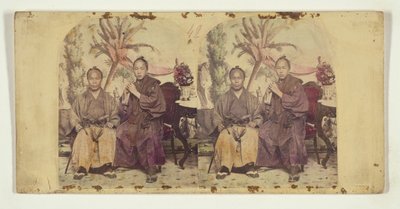 Twee leden van de eerste Japanse diplomatieke missie naar de Verenigde Staten:  Ongeïdentificeerd lid (L) en Tateishi Onojirō-Noriyuki, tolk-in-opleiding (R) door Charles DeForest Fredricks