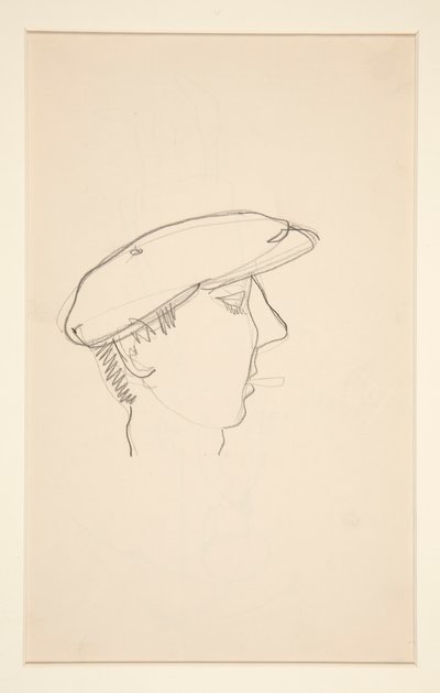 Hoofd van een man die rookt (recto); Vrouw met paraplu (verso) door Charles Demuth