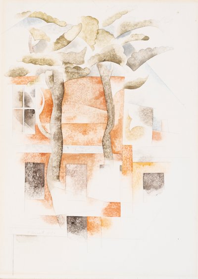 Huizen Gezien Door Bomen, 1918 door Charles Demuth