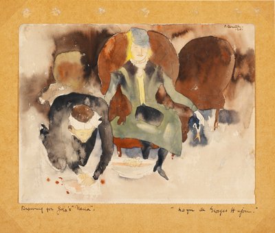 Scène nadat Georges zichzelf met de schaar steekt door Charles Demuth
