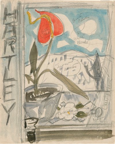 Studie voor posterportret: Marsden Hartley door Charles Demuth