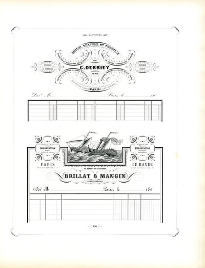 Zakelijk briefpapier voor handels- en scheepvaartbedrijven (afdrukken) door Charles Derriey