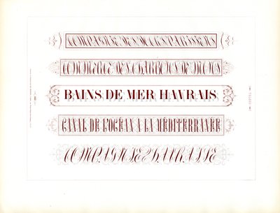 Kalligrafische titelregels in sierschrift (print) door Charles Derriey