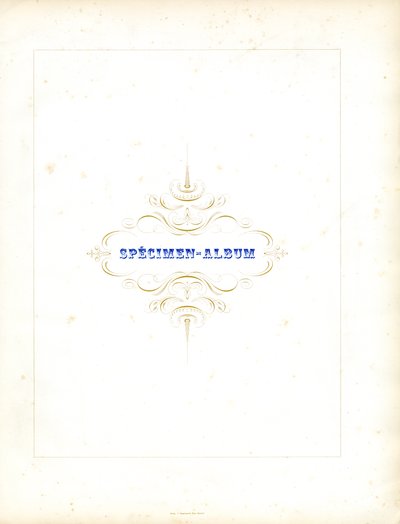 Kalligrafisch titelornament voor type-exemplaarboek (print) door Charles Derriey