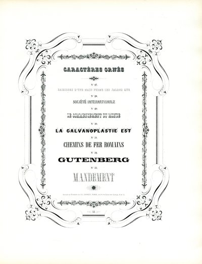 Versierde letters met gebogen kader (print) door Charles Derriey