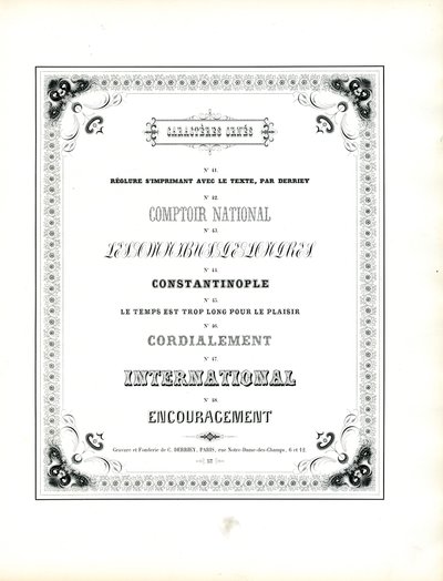 Decoratieve lettertypes met florale hoekornamenten (print) door Charles Derriey